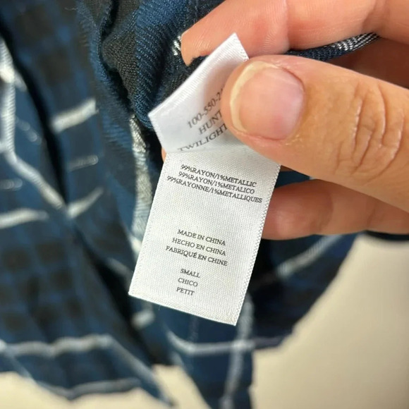 Rails Hunter Metallic Plaid Flannel Button-Down Shirt in blue size small - Picture 10 of 13